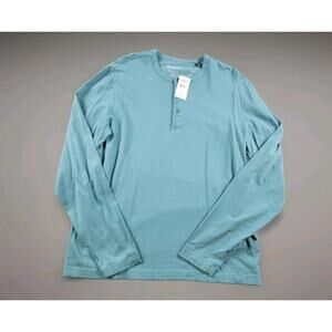 Todd Snyder Premium Jersey Henley Tee T-Shirt size M Blue Long Sleeve USA *Read*